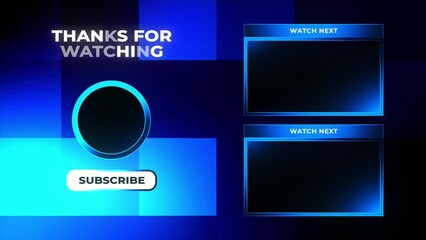Animated Blue Abstract Endscreen Template For Youtube Videos. Thanks For Watching Outro Template.