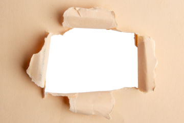 Kraft paper, torn in the middle with an empty hole. And an empty background behind
