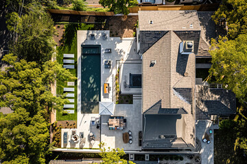 Overhead exterior shot capturing the layout transformation during renovation.