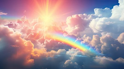 Foto op Canvas bright rainbow stretched across the sky © neirfy