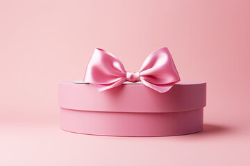 Pink Box With Bow on It, Gift Packaging With Pink Bow