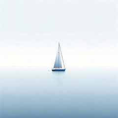 A minimalist illustration of a sailboat alone on the sea