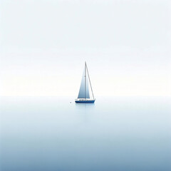Fototapeta premium A minimalist illustration of a sailboat alone on the sea