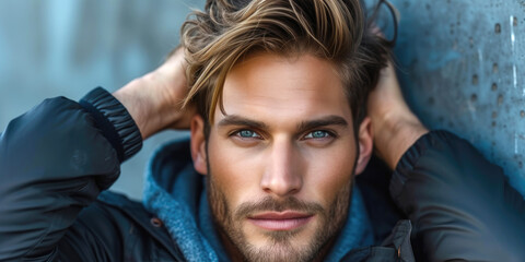 Obraz premium Handsome muscular male model face