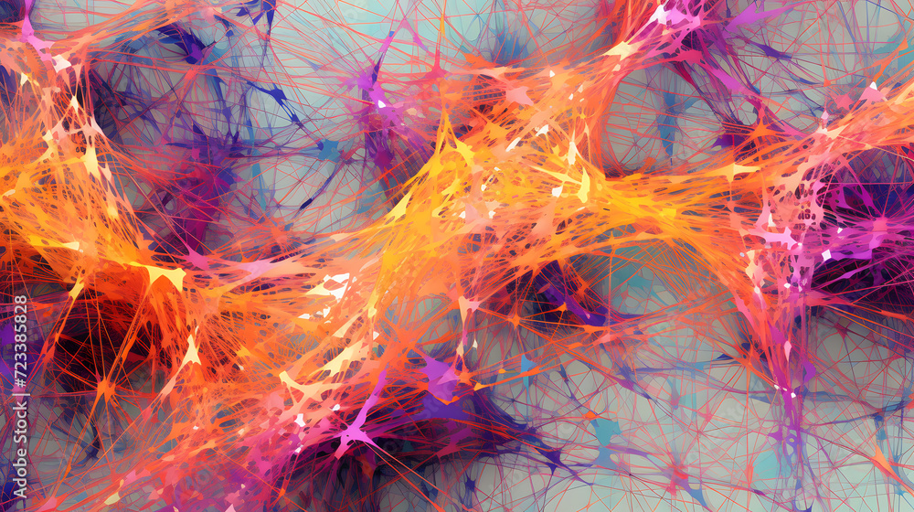 Aufkleber a complex colorful network of connecting points that create a unique pattern