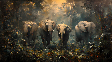 elephants in rainforest