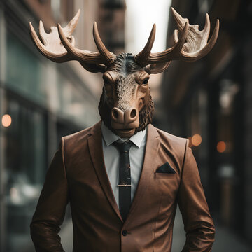 man with moose head