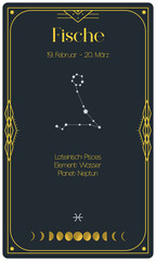 Sternzeichen - Fische - Pisces - Karte © annekaffeekanne