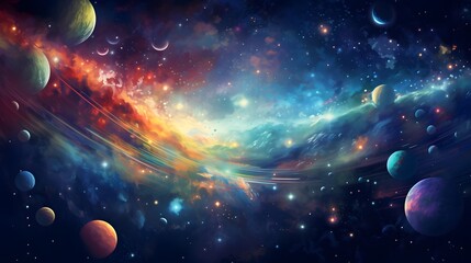 abstract backgrounds, art product, cloud - sky, illustration technique, light - natural phenomenon, phone cover, fantasy, horizontal, no people, color image, outer space, illustration, planet - space, - obrazy, fototapety, plakaty