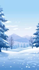 Cercles muraux Ciel bleu winter landscape with trees