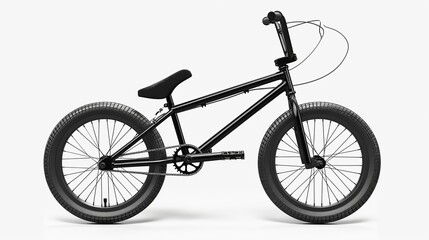 Black BMX bicycle mockup, isolated white background