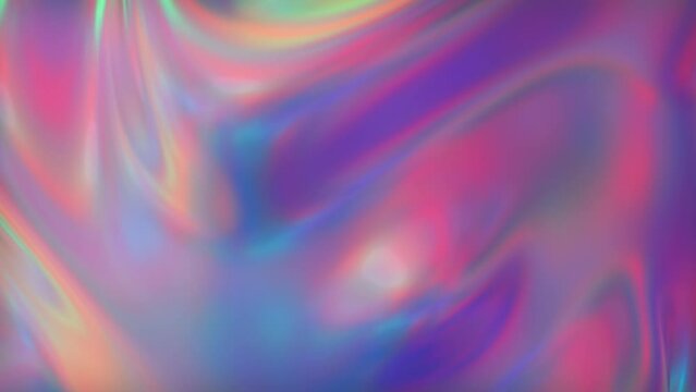 3D Animation - Abstract colorful background of a looping animated iridescent reflective material with swirling texture