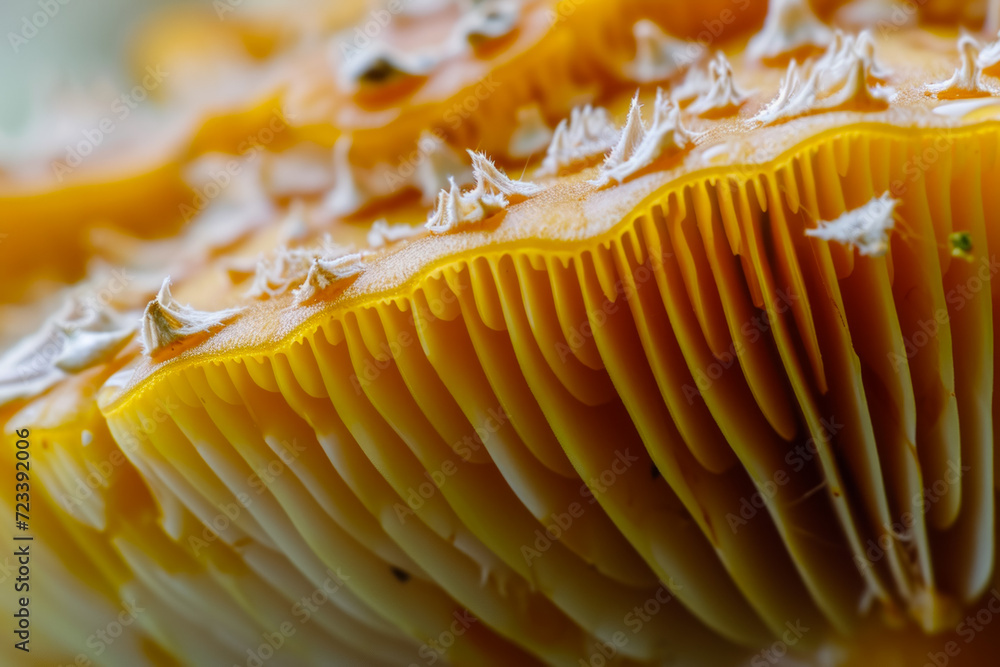 Poster mushrooms macro close-up. background with selective focus and copy space