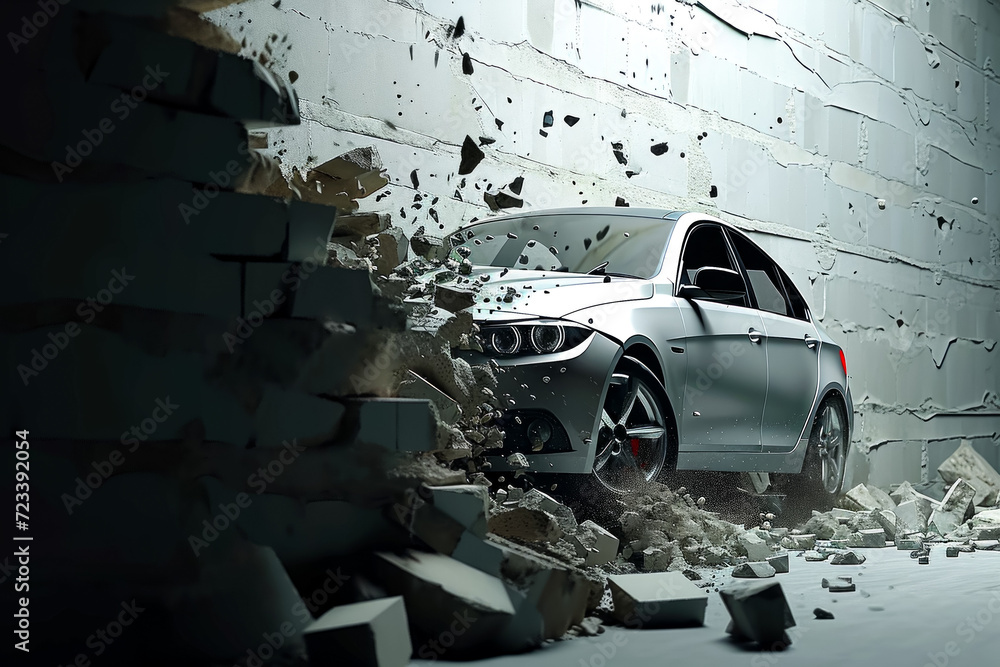 Aufkleber crash test concept. background with selective focus and copy space