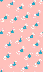 Valentine's Day. Seamless vertical soft pink background with hearts. Love.