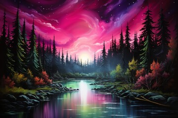 aurora painting on canvas