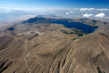 Fototapeta na wymiar The world famous Nemrut Crater Lake has a unique view