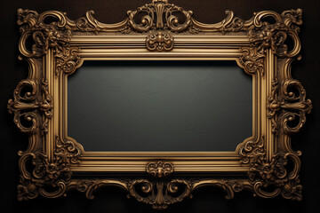Antique vintage empty art painting frame. Blank picture frame mockup