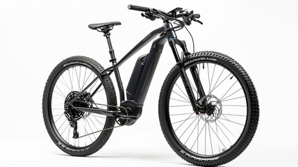 Electric mountain bike in studio with white background 