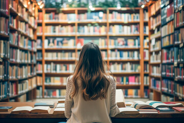 conceptual picture World Book Day people reading book in big large library