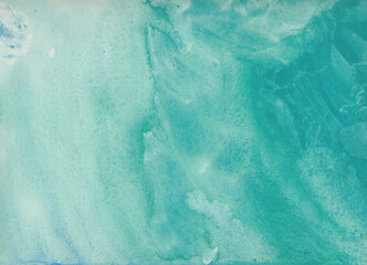 Abstract watercolor background texture with green sea