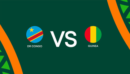 Karachi, Pakistan - march 30, 2023: Africa Cup of Nations Cote d'Ivoire 2023-2024, DR CONGO VS Guinea. Vector Illustration.