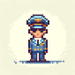 Fototapeta premium Pixel art illustration of a Plane Pilot, vector design