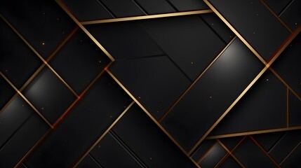 Luxury abstract black metal background with golden light lines. Dark 3d geometric texture...