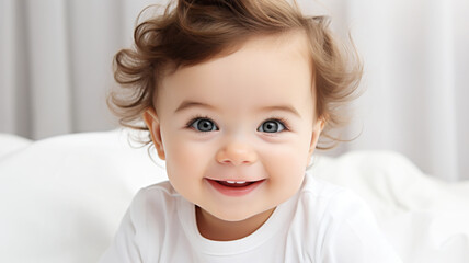 Fototapeta premium Portrait of Happy Smiling Little Baby Indoors