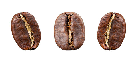 freshly roasted coffee bean, close-up isolated on white background