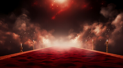 Red carpet staircase background, VIP entrance, night awards ceremony