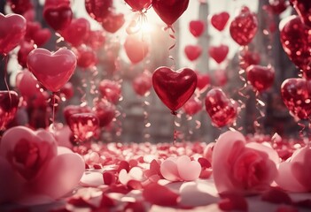 Red Heart Balloons for Valentine Ambiance concept