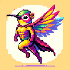 Pixel art illustration of a Super Humming-bird
