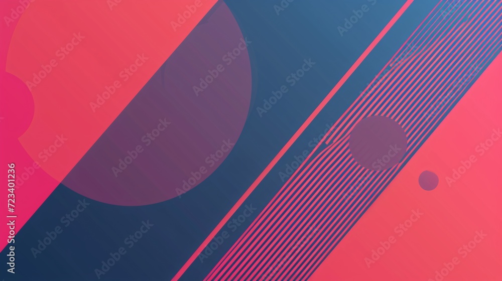 Wall mural Abstract Geometric Gradient with Pink and Blue Circles