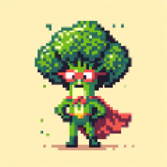 Pixel art illustration of a Super Broccoli - Super Vegetables series