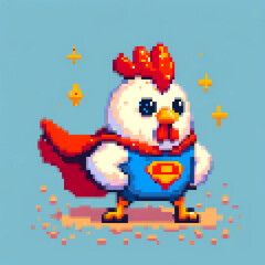 Pixel art illustration of a Super Chicken - Super Animal series