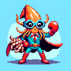 Pixel art illustration of a Super Squid - Super Animal series