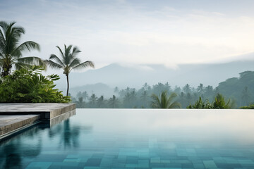 Fototapeta na wymiar Infinity pool, tropical resort 