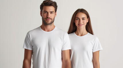 Obraz premium Young people in a snow-white T-shirt.