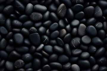 pebbles texture background, closeup black smooth stones