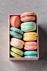 Colorful macarons desert soft pastel color