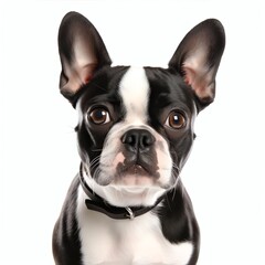 a young boston terrier bi color isolated, studio light , isolated on white background