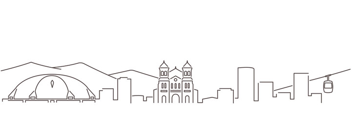 Medellin Dark Line Simple Minimalist Skyline With White Background