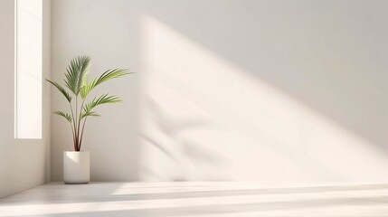 Minimalist Interior with Plant and Shadows