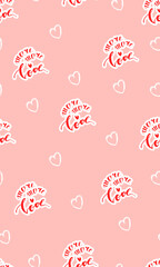 Valentine's Day seamless pattern. Vertical soft pink background with hearts. Love.