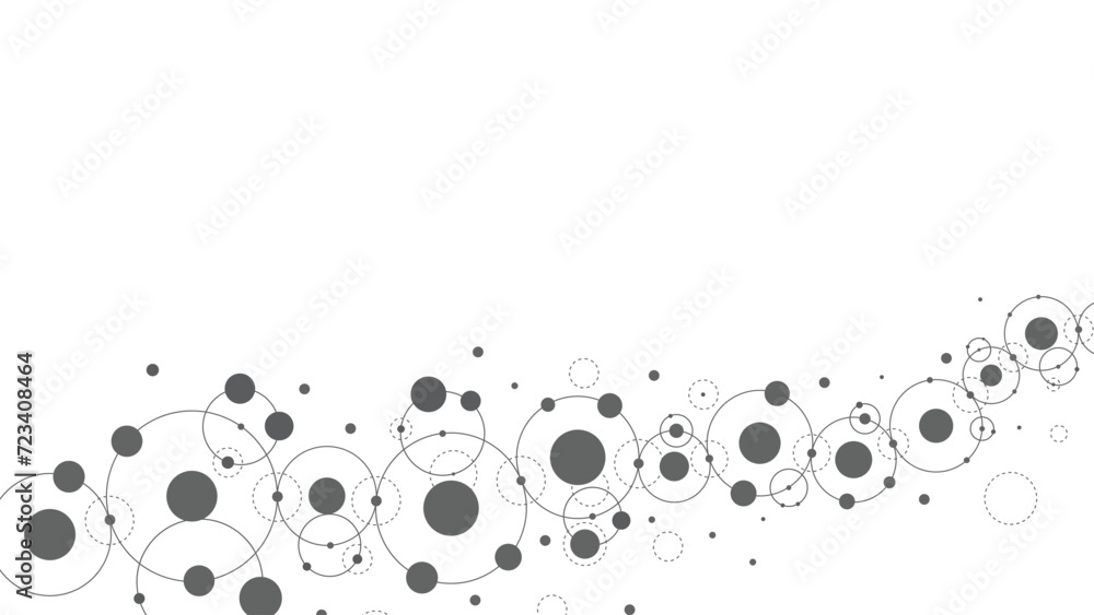 Poster Technology abstract background. Abstract geometric background. Connected circles. Network of circles.