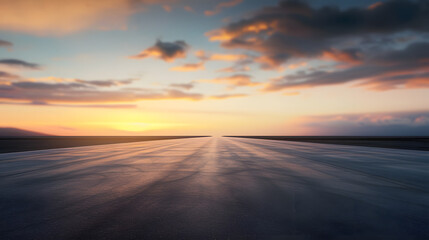 Fototapeta na wymiar Empty asphalt road and beautiful sky at sunset