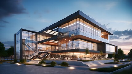 Modern office building concept 3d rendering.
