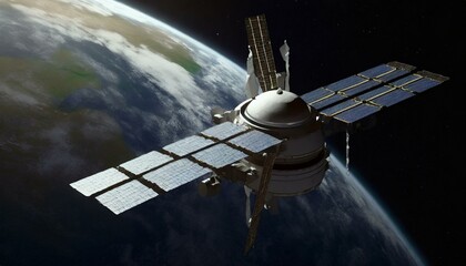 Space station on orbit of Earth planet