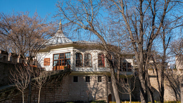Istanbul, Turkey, Jan 23,2024 Extrerior architectural view of The Ahmet Hamdi Tanpınar Literature Museum Library in Eminonu quertier. The library serves in the Alay Mansion near Topkapi Palace	